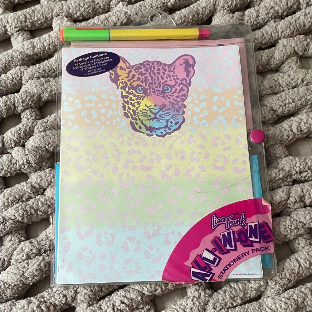 Vintage Lisa Frank Rainbow Leopard Stationery Pack Set